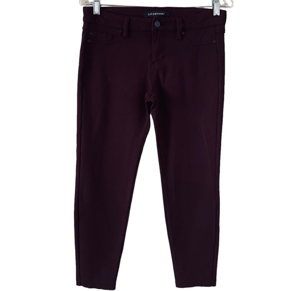 Liverpool Eggplant Ponte Knit Stretch Skinny Ankle Cropped Pant Size 6 - Picture 2 of 4